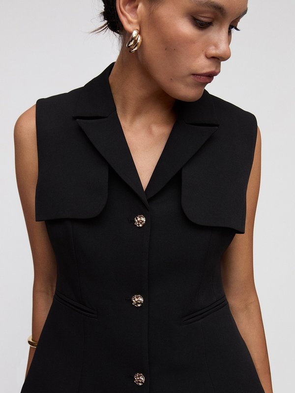 pomelo VERSE Structured Peplum Vest - Black