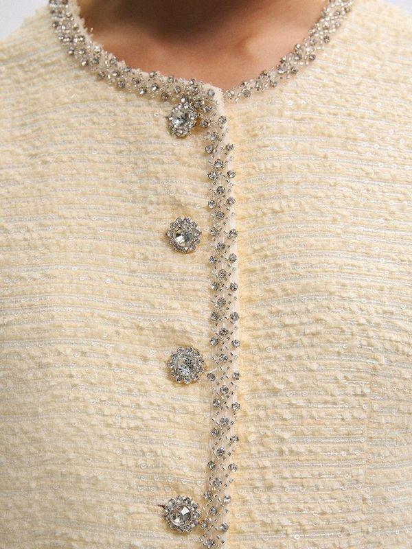 Pomelo VERSE Tweed Buttoned Vest - Off-White