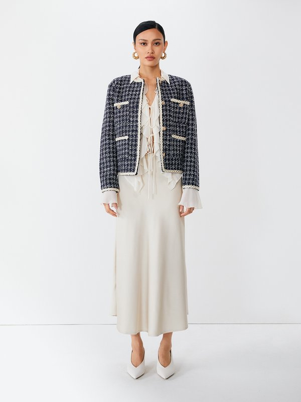 Pomelo VERSE Tweed Jacket - Navy