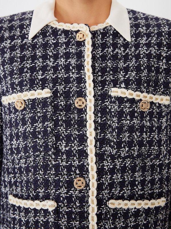 Pomelo VERSE Tweed Jacket - Navy
