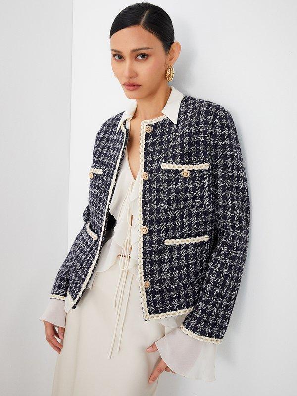 pomelo VERSE Tweed Jacket - Navy