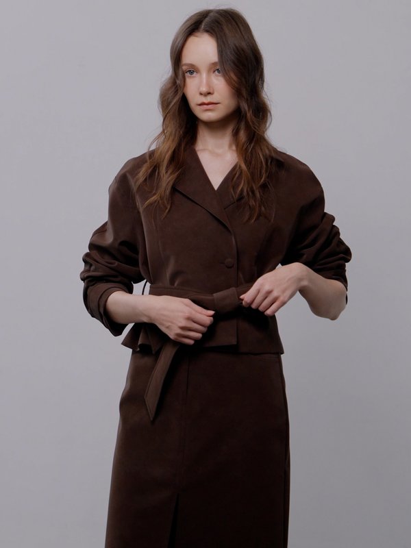Pomelo VERSE Waist Tie Jacket - Brown