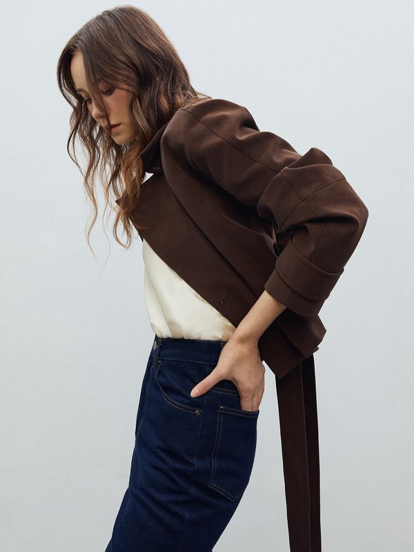 Pomelo VERSE Waist Tie Jacket - Brown