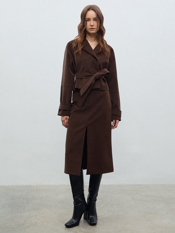Pomelo VERSE Waist Tie Jacket - Brown