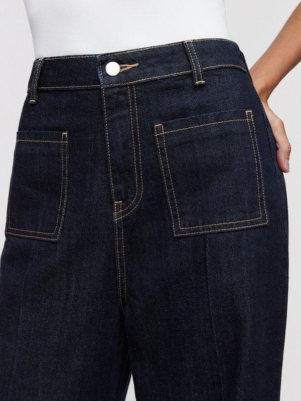 Pomelo VERSE Wide-Leg Denim Pants - Dark Blue