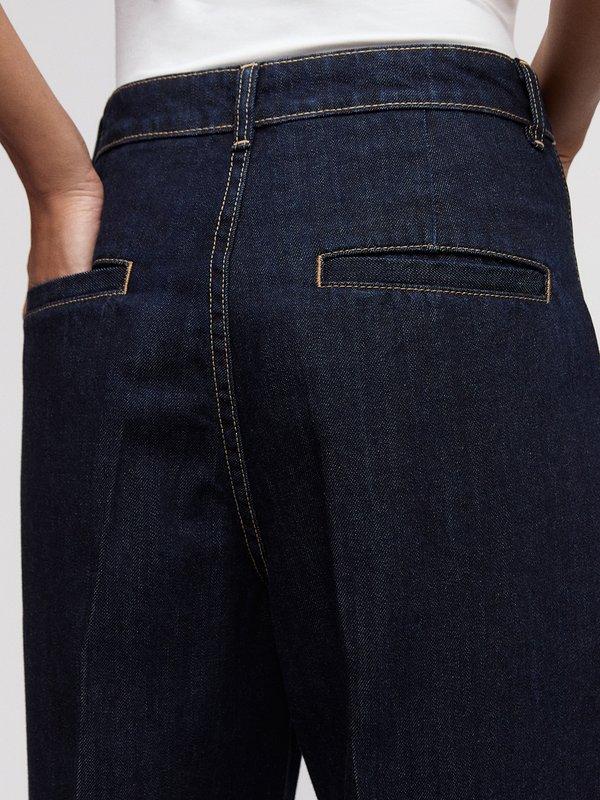 Pomelo VERSE Wide-Leg Denim Pants - Dark Blue