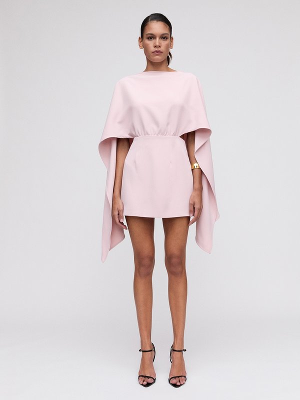 Pomelo VERSE Cape-Effect Open-Back Dress - Light Pink