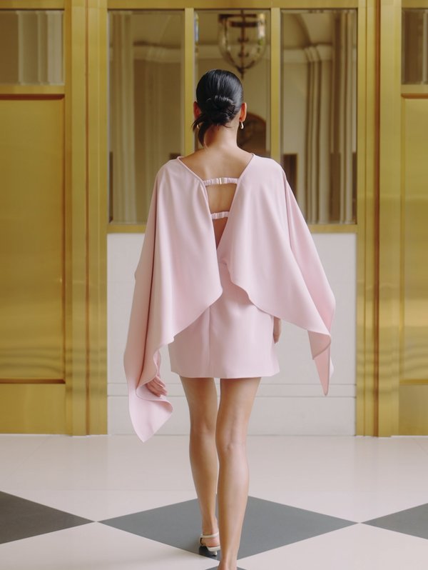 pomelo VERSE Cape-Effect Open-Back Dress - Light Pink