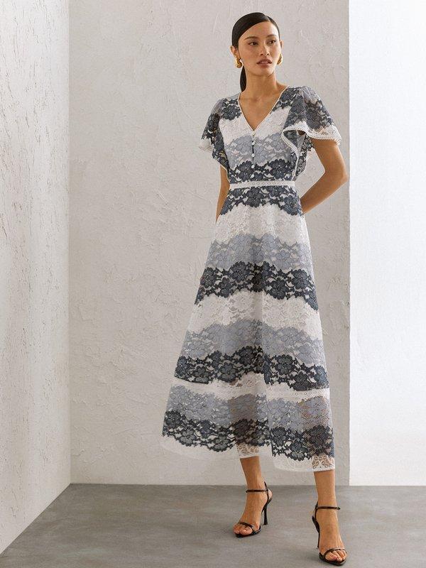 Pomelo VERSE Charlotte Floral Lace Maxi Dress - Multi Color