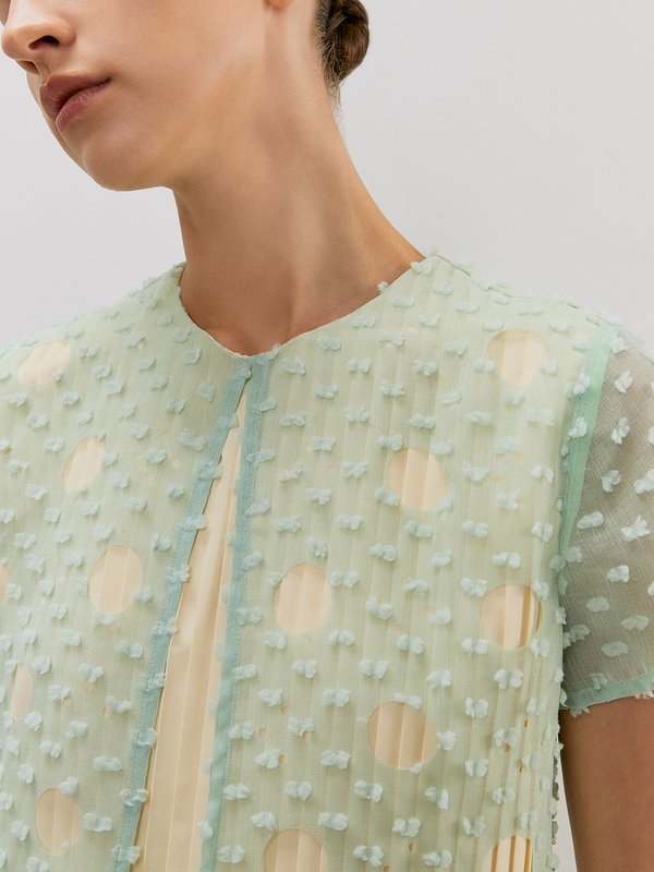 Pomelo VERSE Circle Cut-Out Detail Pleated Mini Dress - Multi Color