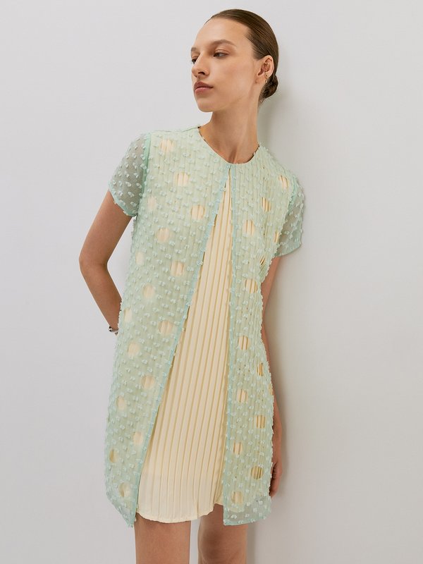 pomelo VERSE Circle Cut-Out Detail Pleated Mini Dress - Multi Color