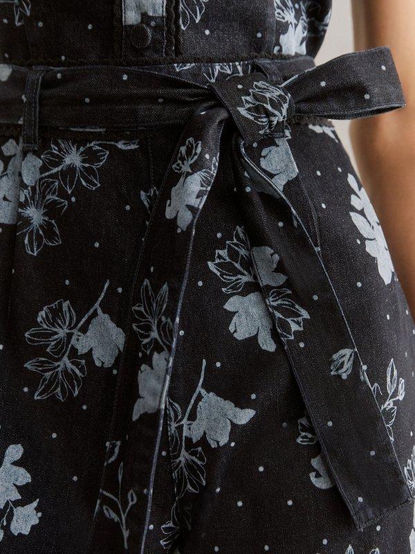 Pomelo VERSE Eleanor Bow -Tie Belted Shorts - Dark Blue