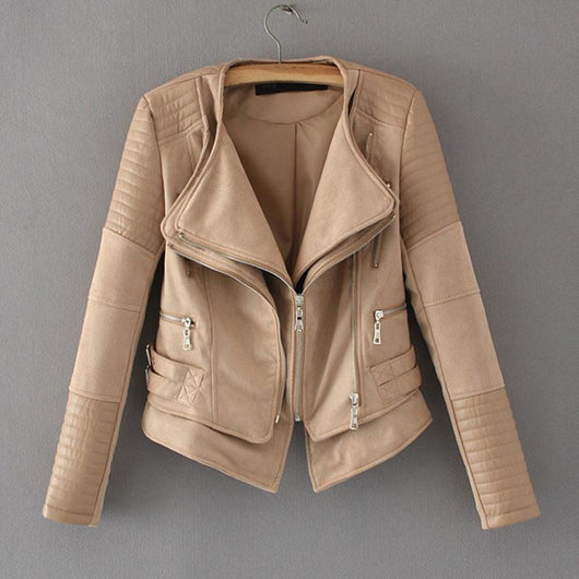 Pomkin ALISSA VEGAN LEATHER BIKER JACKET- BEIGE