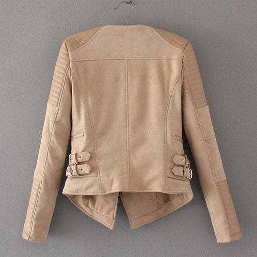 Pomkin ALISSA VEGAN LEATHER BIKER JACKET- BEIGE