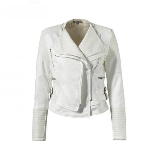Pomkin ALISSA VEGAN LEATHER BIKER JACKET- WHITE