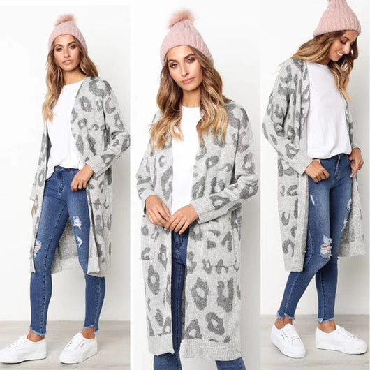 Pomkin Animal Print Long Maxi Cardigan Sweater
