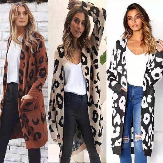 pomkin Animal Print Long Maxi Cardigan Sweater