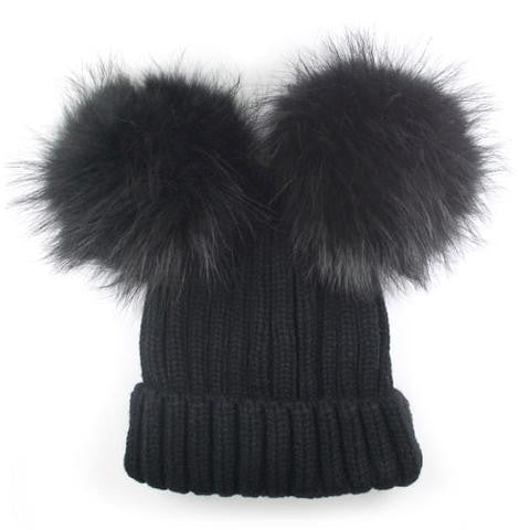pomkin Black Double Pomkin Hat