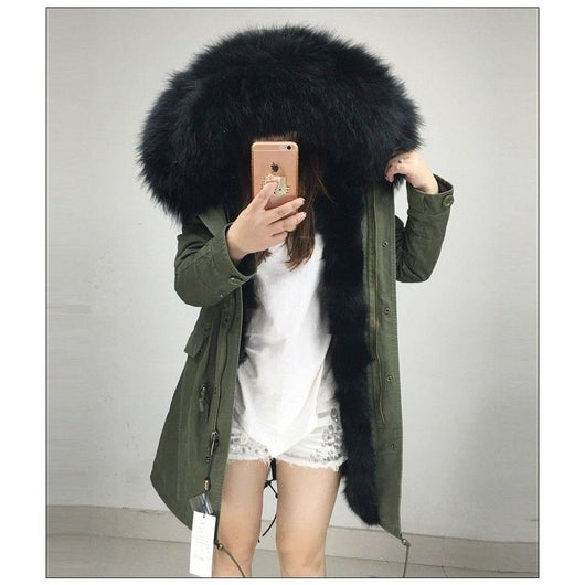 Pomkin Black Fur Green Parka