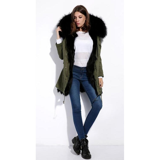 Pomkin Black Fur Green Parka