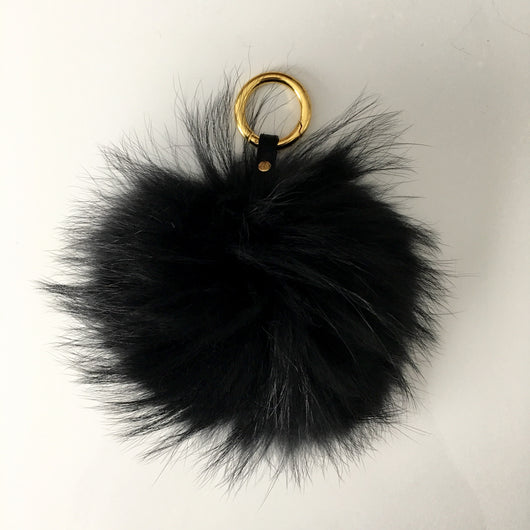 Pomkin Black Fur Pom Keychain