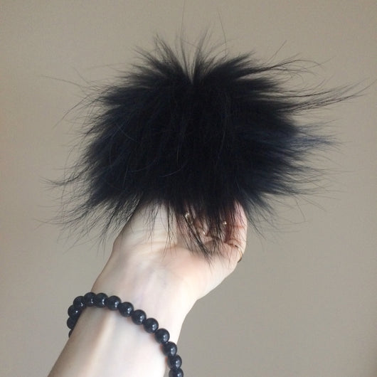 pomkin Black Fur Pom Pom
