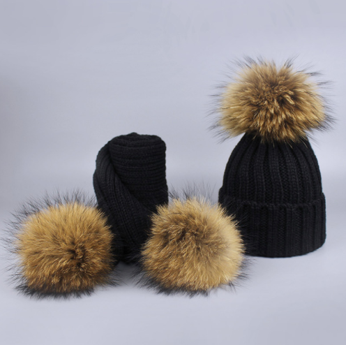 Pomkin Black Pomkin Hat + Scarf Set
