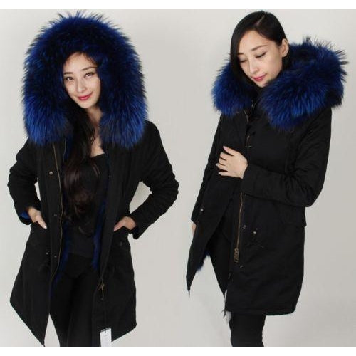 Pomkin Blue Fur Black Parka