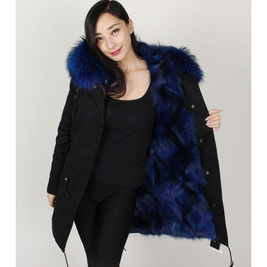 Pomkin Blue Fur Black Parka