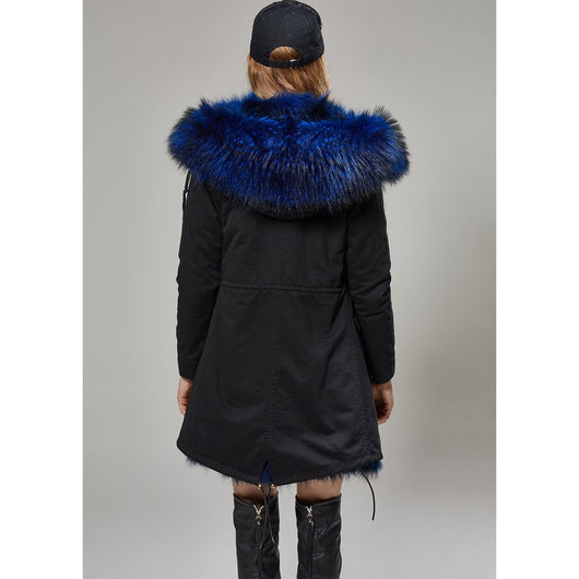 Pomkin Blue Fur Black Parka