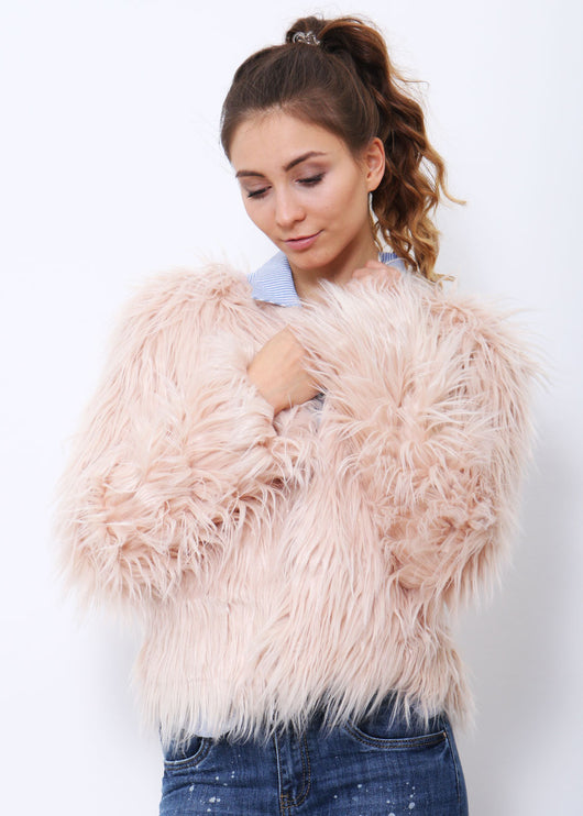 Pomkin Bridget Faux Fur Jacket - Pink