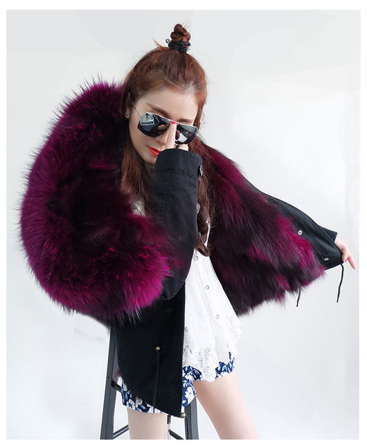 Pomkin Burgundy Fur Black Parka