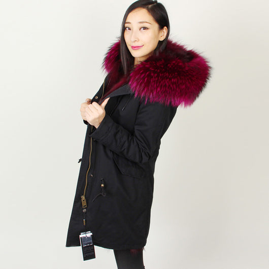 Pomkin Burgundy Fur Black Parka
