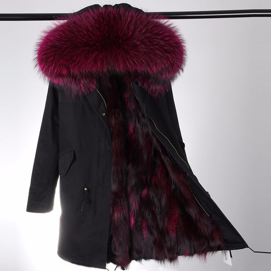 pomkin Burgundy Fur Black Parka