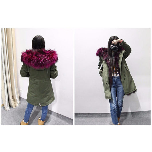 Pomkin Burgundy Fur Green Parka