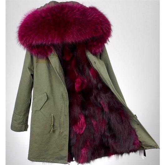 pomkin Burgundy Fur Green Parka