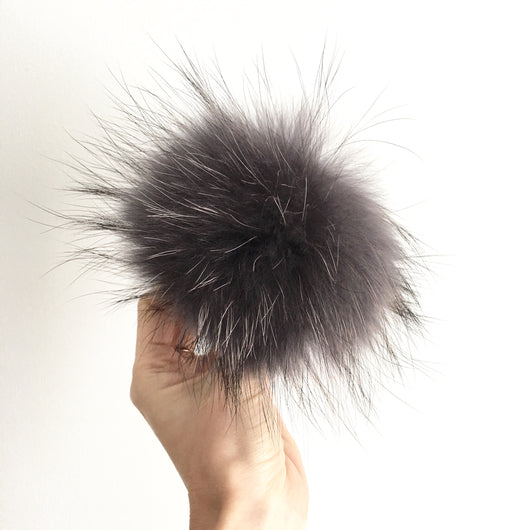 pomkin Charcoal Grey Fur Pom Pom