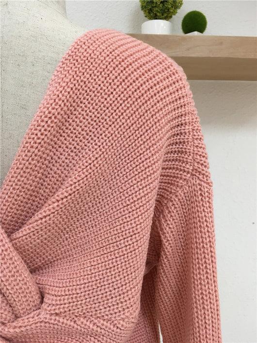 Pomkin Criss Cross Sweater - Pink