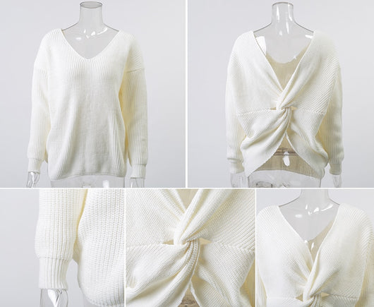 Pomkin Criss Cross Sweater - White