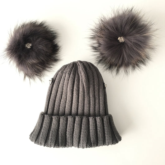 Pomkin Dark Grey Double Pomkin Hat