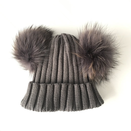 pomkin Dark Grey Double Pomkin Hat
