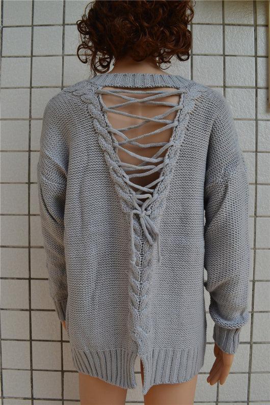 Pomkin EMILY Lattice Work Back Sweater - 2 Colors