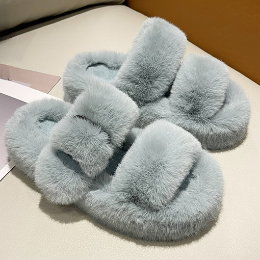 Pomkin Fluffy Home Faux Fur Slides Slippers