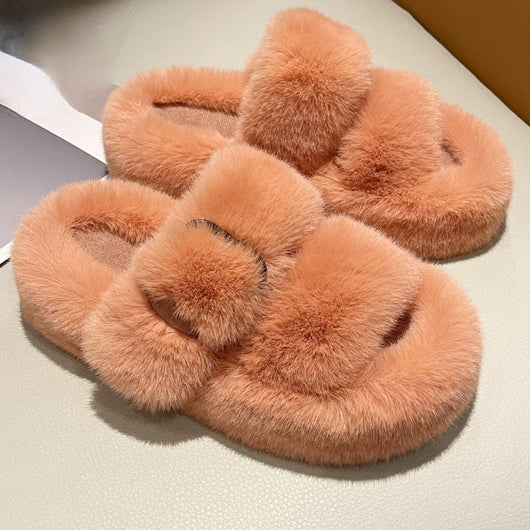 Pomkin Fluffy Home Faux Fur Slides Slippers