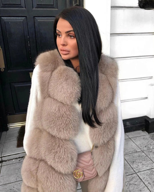 pomkin Fox Fur Vest Gilet - Cream