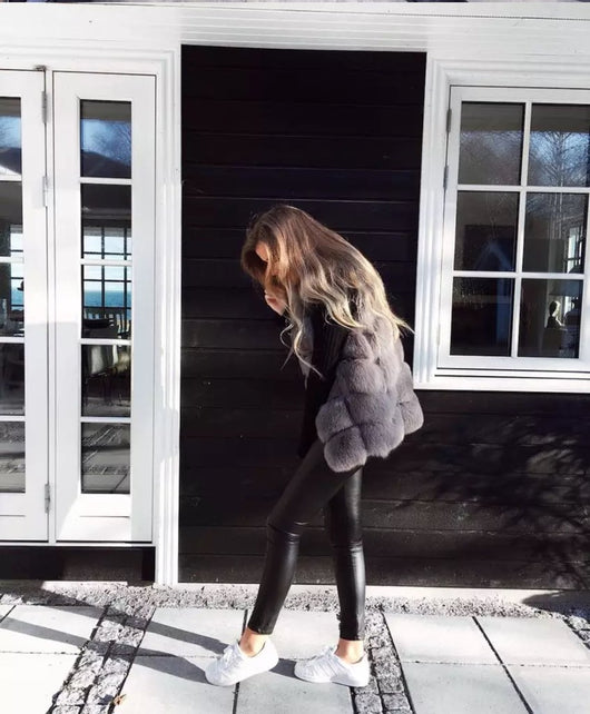 Pomkin Fox Fur Vest Gilet - Light Grey