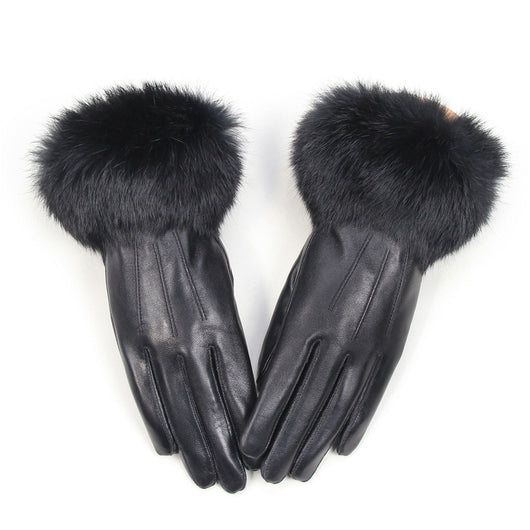pomkin Fur Cuff Genuine Leather Gloves