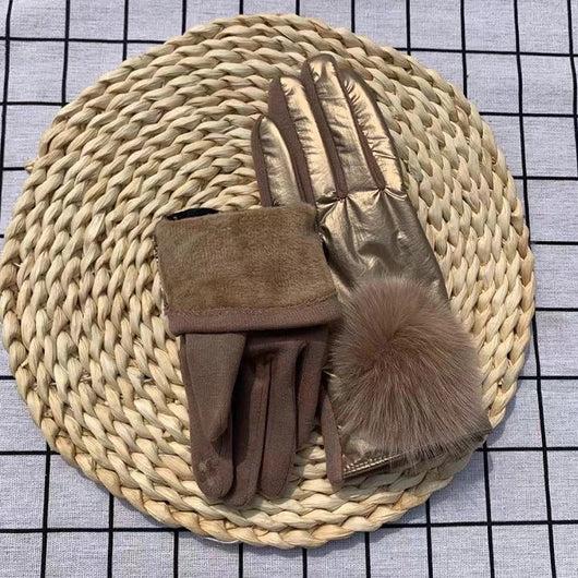 Pomkin Fur Pom Texting Driving Gloves