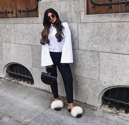 Pomkin Fur Slides Slippers - Cream