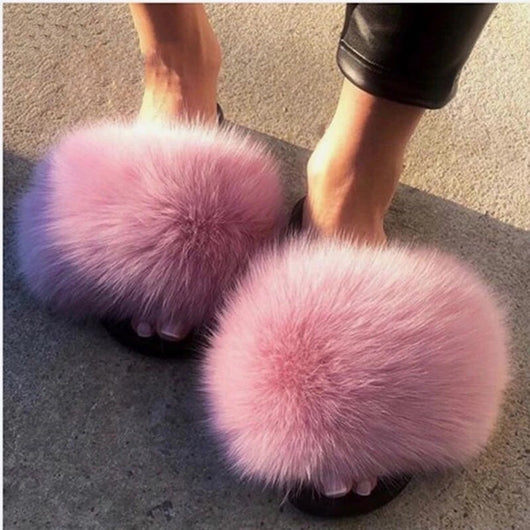 pomkin Fur Slides Slippers - Pink